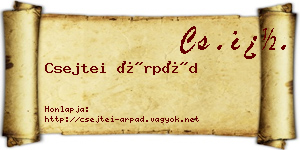 Csejtei Árpád névjegykártya